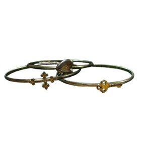 Gold Minimalist Bangle Bracelets Set with Charms